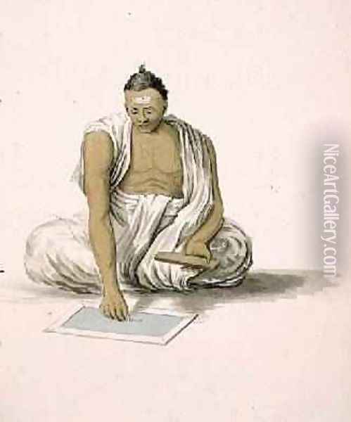 A Dybuck or Astrologer plate 3 from The Costume of Hindostan 1804 Oil Painting - William Orme