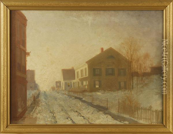 New Bedford Street In Winter Oil Painting - Clarence E. Braley