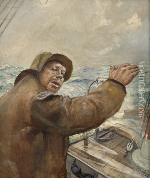 A Little Aport Oil Painting - Christian Krohg