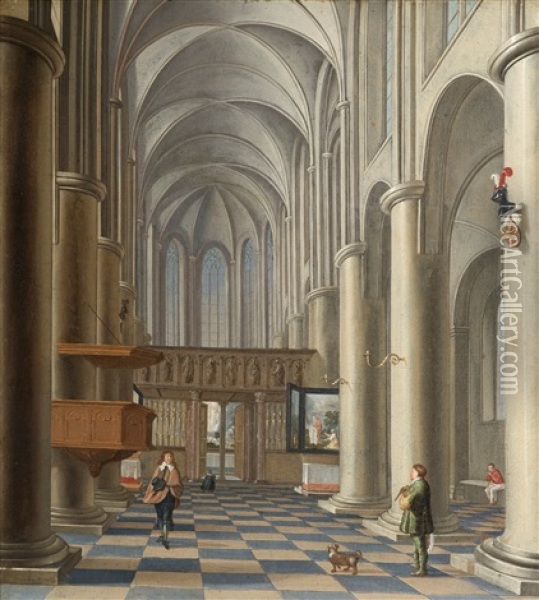 Interieur D'une Eglise Oil Painting - Isaac van Nickele