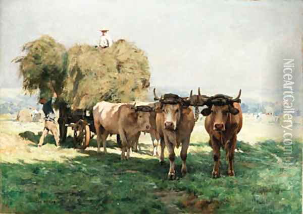 Loading the Hay Cart Oil Painting - Julien Dupre