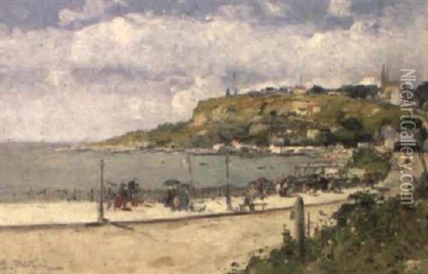 A View Of Honfleur Oil Painting - Edmond Marie Petitjean