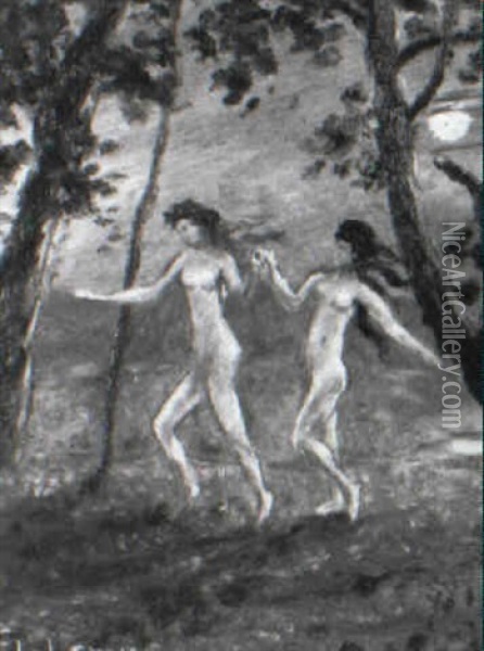 Two Nudes Dancing Oil Painting - Louis Michel Eilshemius