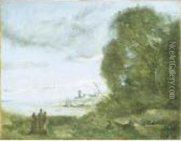 Souvenir Des Rivages Meridionaux Oil Painting - Jean-Baptiste-Camille Corot