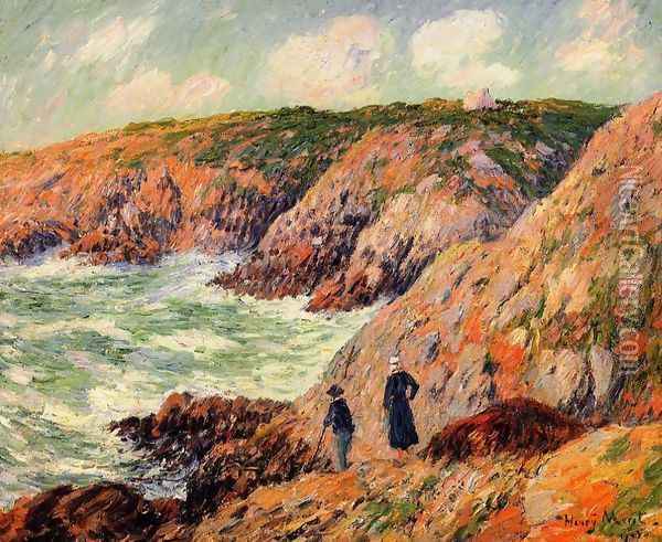 Cliffs of Moellan, Finistere Oil Painting - Henri Moret