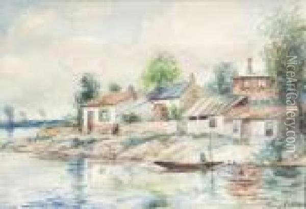 Village En Bord De Cote Oil Painting - Johan Barthold Jongkind