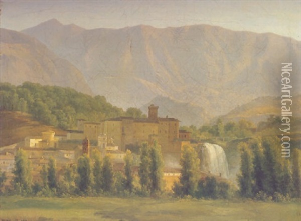 View Of The Isola Di Sora Oil Painting - Jean Joseph Xavier Bidault