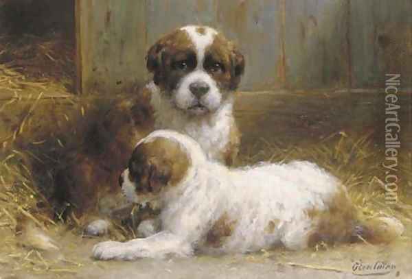 Sweet pups Oil Painting - Otto Eerelman