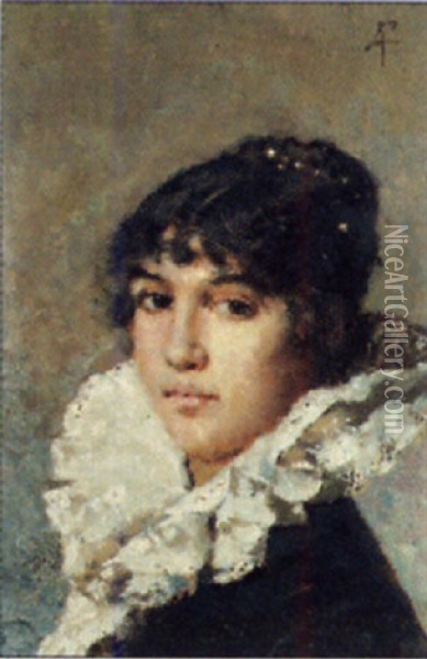 Bildnis Einer Jungen Frau Oil Painting - Adolfo Feragutti Visconti