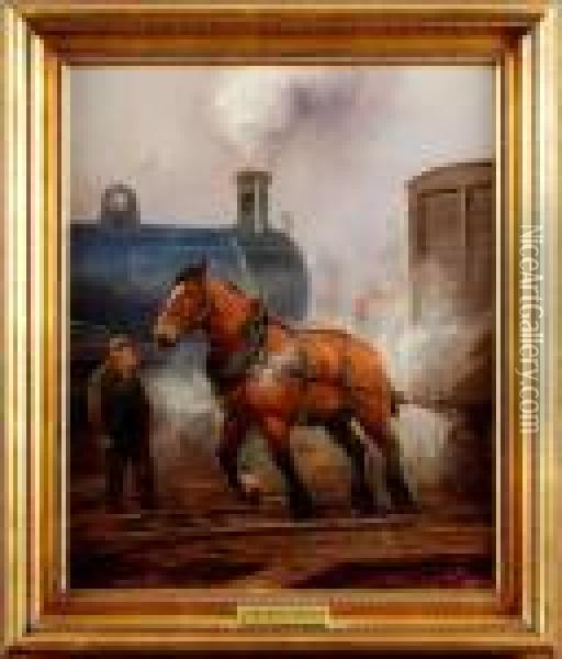 The Dray Horse Oil Painting - G.D. Giles