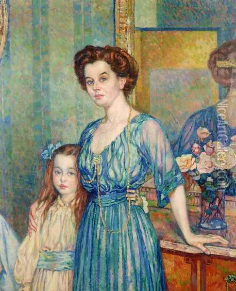 Madame Von Bodenhausen avec son enfant Luli Oil Painting - Theo van Rysselberghe