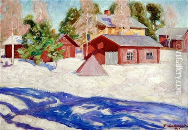 Yard Oil Painting - Pekka Halonen
