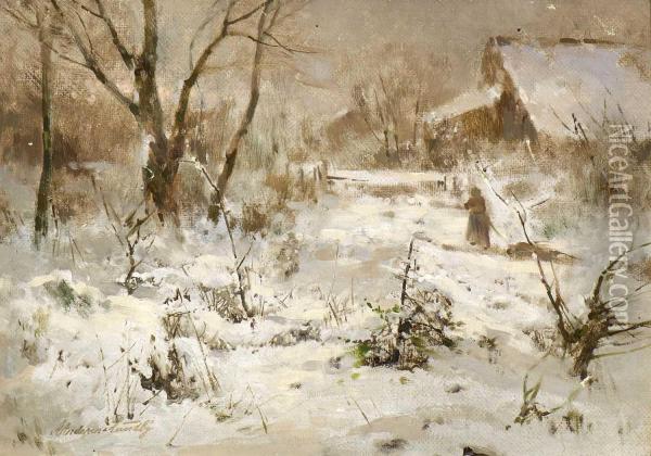 Winterlandschaft Oil Painting - A. Andersen-Lundby