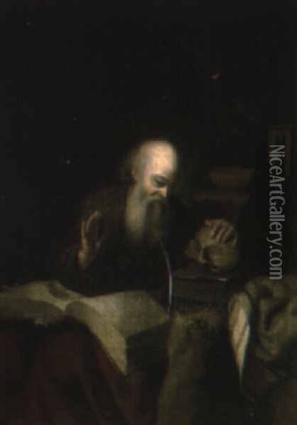 Hermit In A Cave Oil Painting - Gerrit Dou