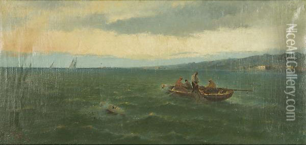 Pescatori Al Largo Oil Painting - Giuseppe Pogna