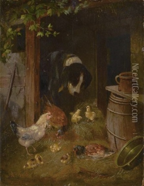 Barn Scene Oil Painting - Arthur Fitzwilliam Tait