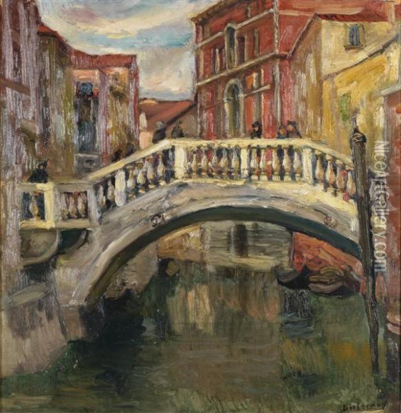 Pont Sur Le Petit Canal A Venise Oil Painting - Georges Leon Dufrenoy