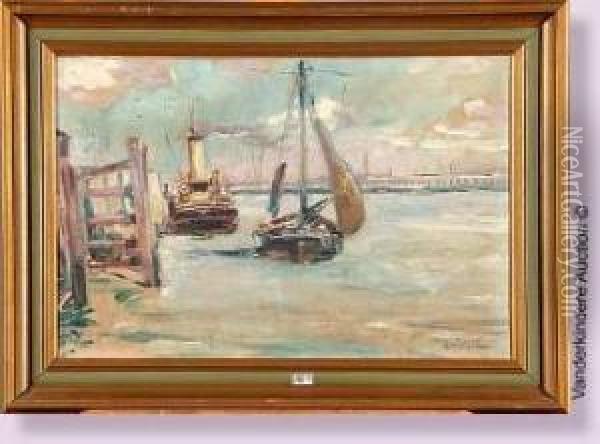 Le Port D'ostende Oil Painting - Franz Bernard Gailliard