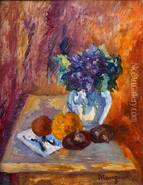 Nature Morte Au Bouquet De Violettes Oil Painting - Henri Charles Manguin