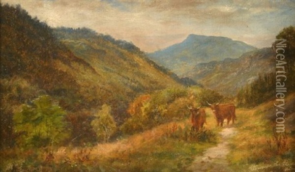 Towards The Lledr Valley From Near Conwy Falls Oil Painting - Louis Bosworth Hurt