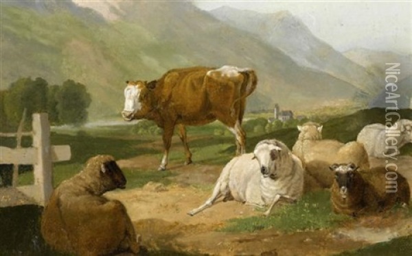 Tiere Auf Der Weide (study) Oil Painting - Max Joseph Wagenbauer