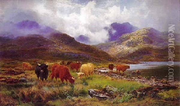 West Highlanders Oil Painting - Louis Bosworth Hurt