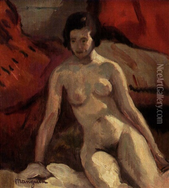 Jeune Femme Nue Assise Oil Painting - Henri Charles Manguin