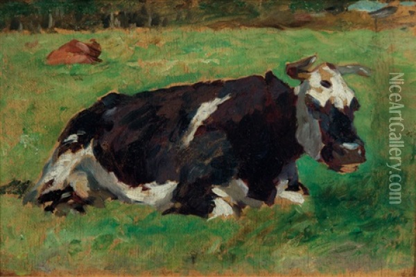 Resting Cow Oil Painting - Thomas Herbst