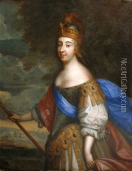 Portrait (la Grande Mademoiselle En Athena?) Oil Painting - Claude Deruet