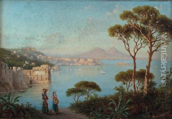 Die Bucht Von Neapel Mit Vesuv Oil Painting - Domenico Ammirato