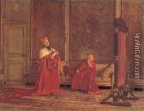 Mutual Admiration Oil Painting - Jehan Georges Vibert