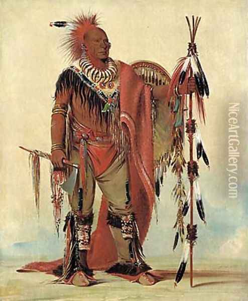 Kee-o-kúk, The Watchful Fox, Chief of the Tribe Oil Painting - George Catlin