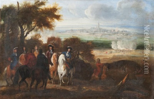 Louis Xiv Devant Le Siege De Mons Oil Painting - Jean-Baptiste Martin the Elder