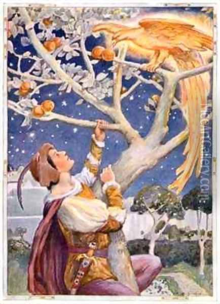 The Glowing Bird was Plucking the Golden Apples Oil Painting - Arthur A. Dixon