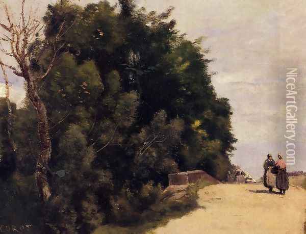 The Little Bridge at Mantes Oil Painting - Jean-Baptiste-Camille Corot