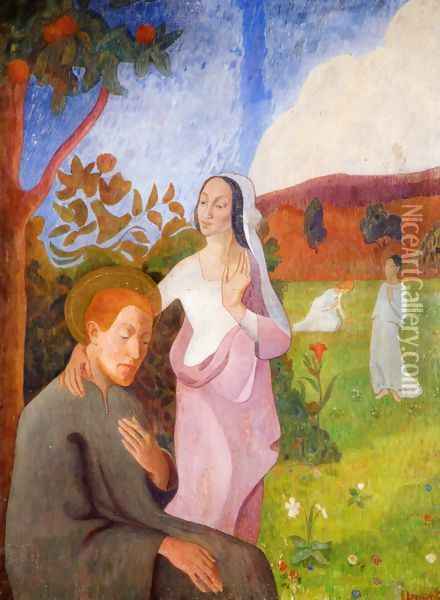 Saint Francis and the Vision of the Three White Virgins Oil Painting - Gad Frederik Clement