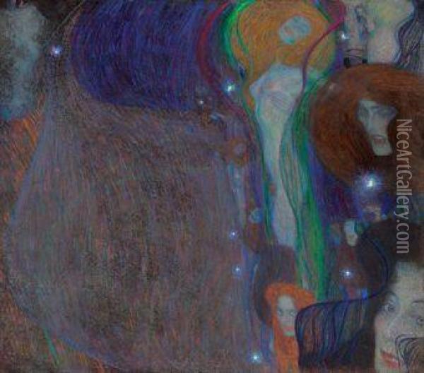 Irrlichter (will-o'-the-wisp) Oil Painting - Gustav Klimt