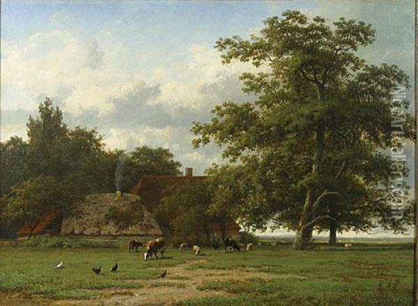 Landschap Te Dordrecht. Oil Painting - Cornelis Johannes De Vogel