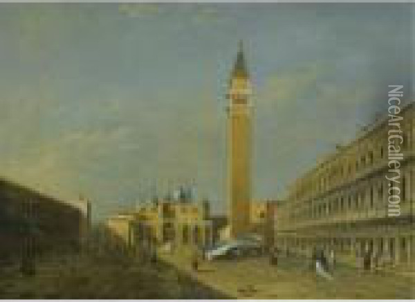 Venice, A View Of Saint Mark's Square Oil Painting - Giacomo Guardi