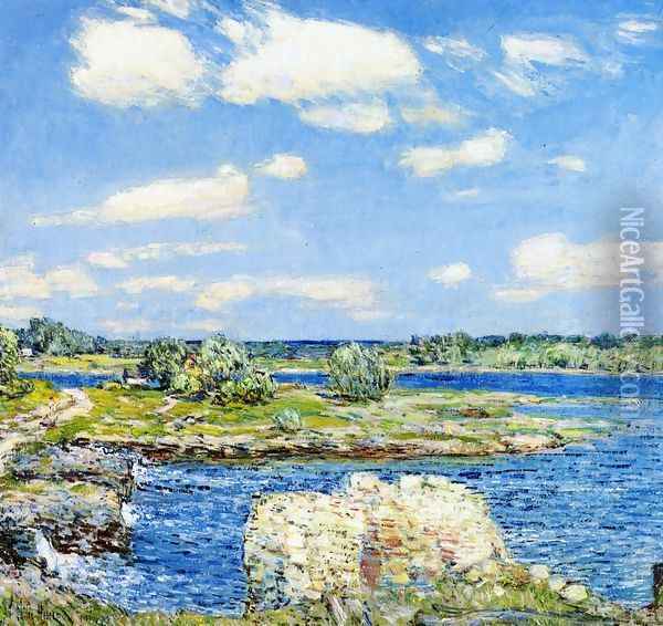 Mill Site and Old Todal Dam, Cos Cob Oil Painting - Frederick Childe Hassam