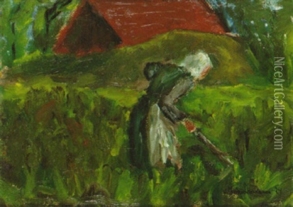 Bondkvinna Pa Ang Oil Painting - Ivan Ivarson
