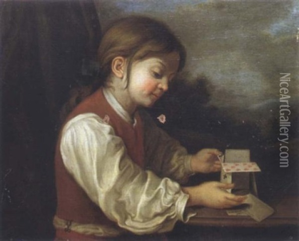 L'enfant Au Jeu De Cartes Oil Painting - Jean-Baptiste Santerre