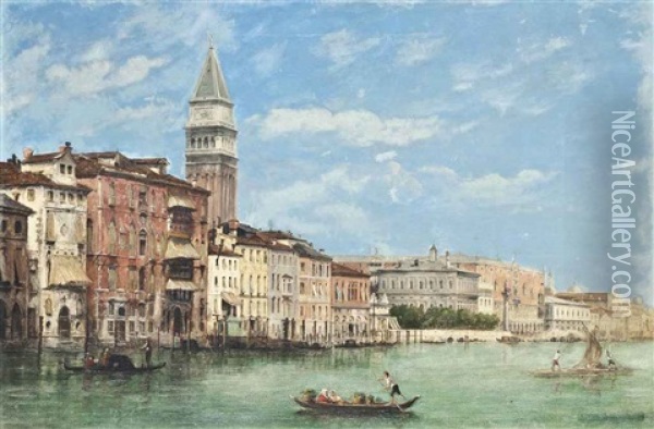 The Doge's Palace And The Campanile Di San Marco, Viewed From The Grand Canal Oil Painting - William Henry Haines