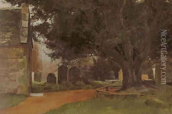 Churchyard at Shillingstone Oil Painting - Tom Roberts