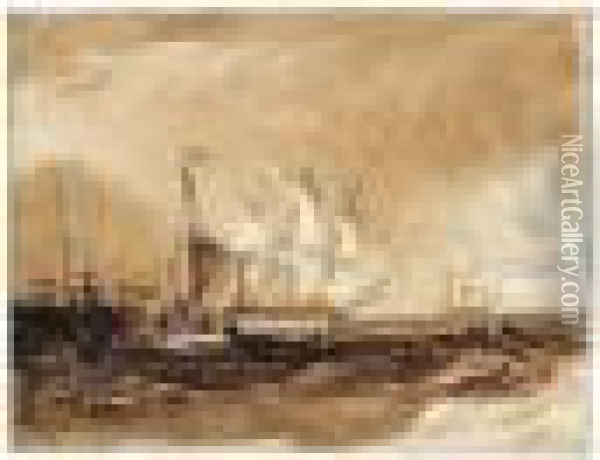 Shipping Off The Coast Oil Painting - Joseph Mallord William Turner