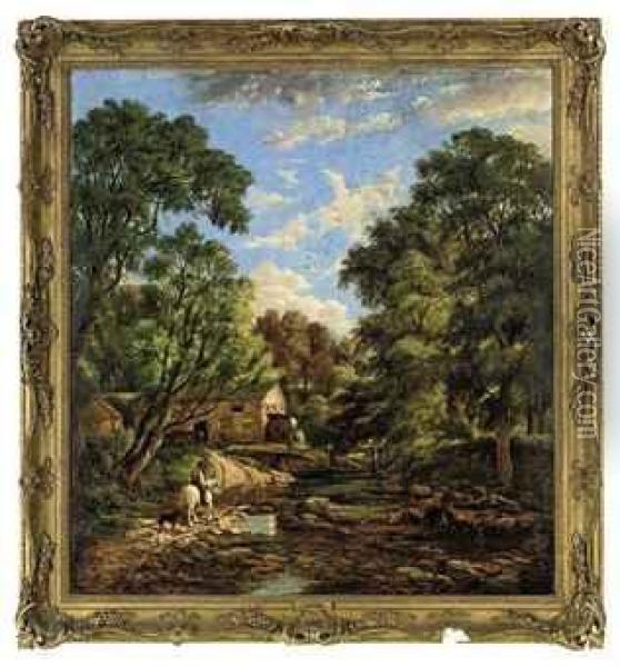Watermill, Donne Hills, Perthshire Oil Painting - John Joseph Hughes