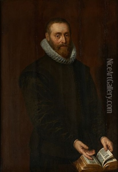 Portrait D`homme Au Livre Oil Painting - Abraham van Diepenbeeck