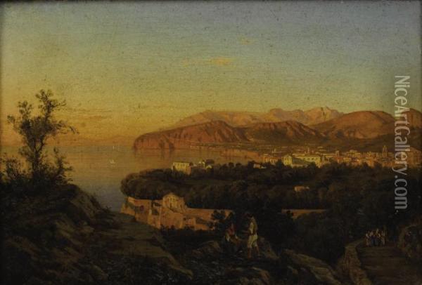 Sorrento, Panoramic View Oil Painting - Giacinto Gigante