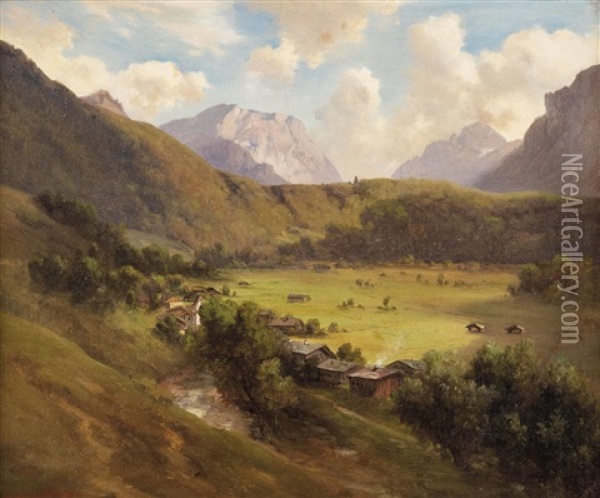 Hochplateau In Den Schweizer Alpen Oil Painting - Adolf Obermuellner