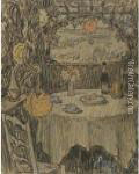 La Table Sous La Tonnelle Oil Painting - Henri Eugene Augustin Le Sidaner